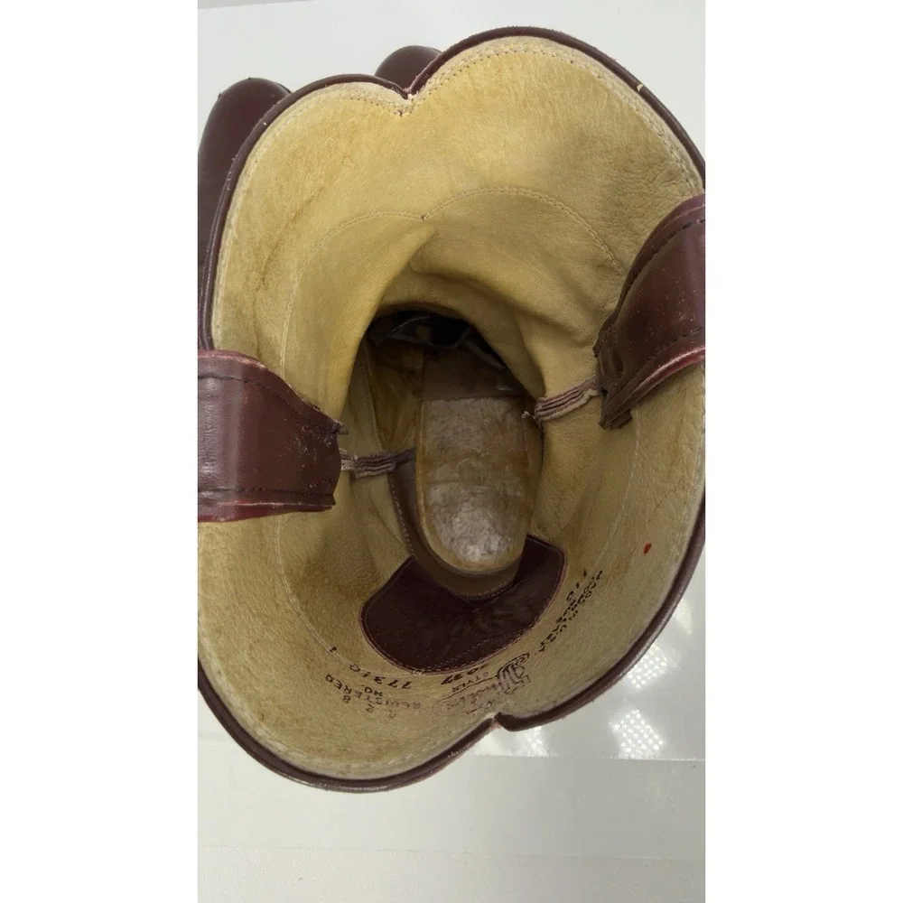 Justin 3037 Men 11 B Burgundy Leather Round Toe Ropers Western Cowboy Boots - Picture 7 of 11